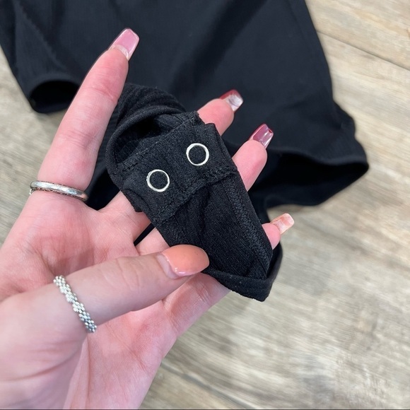 Black Cut Out Ribbed Bodysuit - Picture 4 of 5